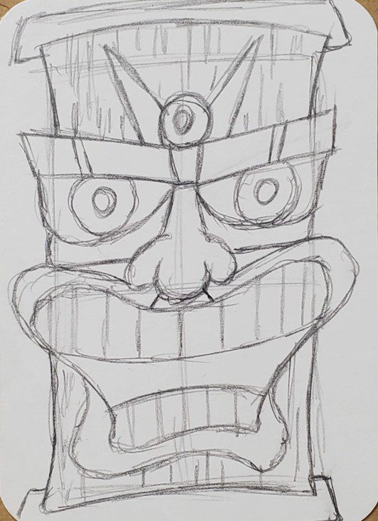 Tiki drawing step by step art tutorial