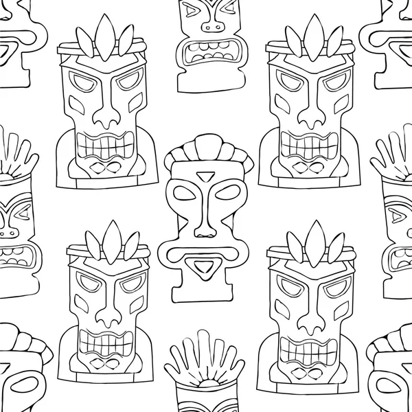 Drawing tiki statues totems seamless texture stock vector by callmestasya