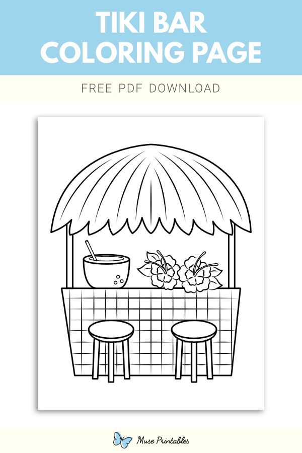 Free tiki bar coloring page tiki bar coloring pages tiki