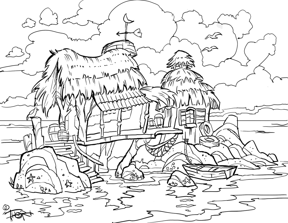 Sea hut coloring page â thor art