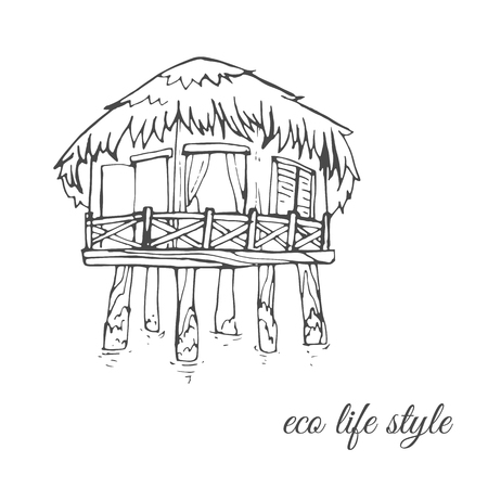Tiki hut black white stock vector illustration and royalty free tiki hut black white clipart