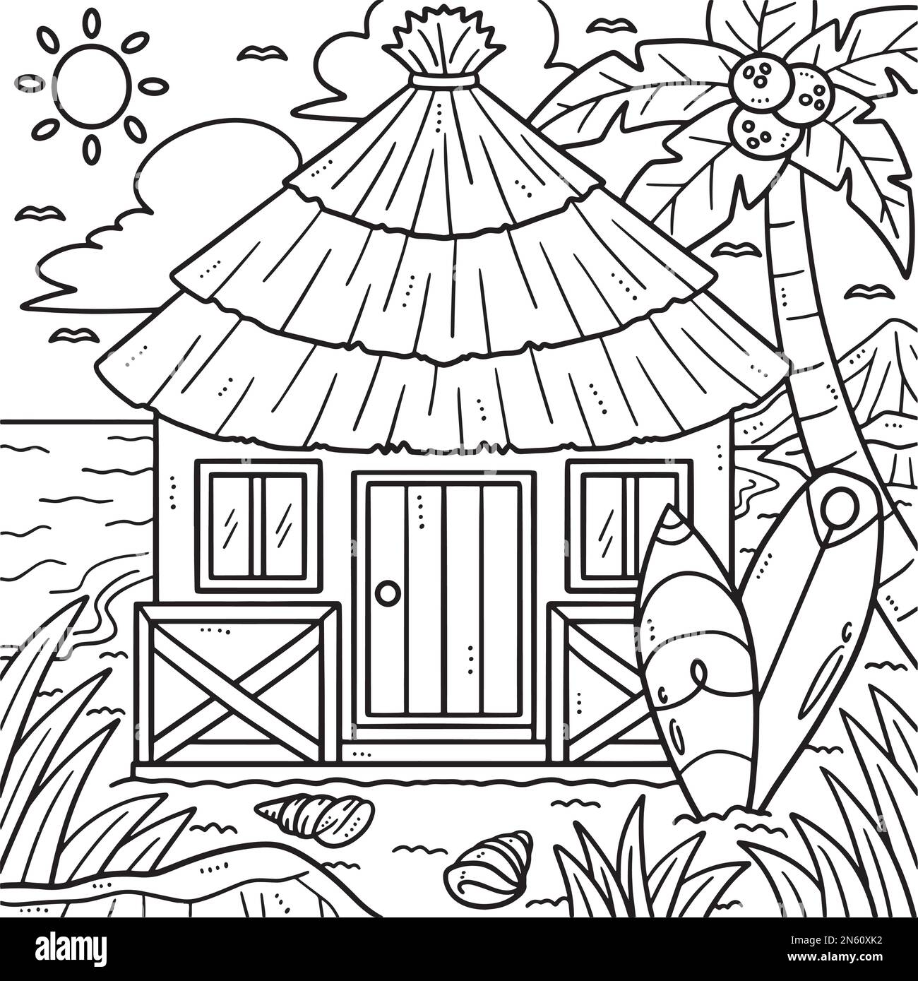 Tropical hut black and white stock photos images