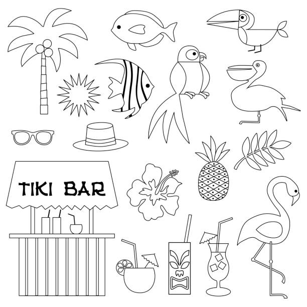 Beach tiki hut stock illustrations royalty