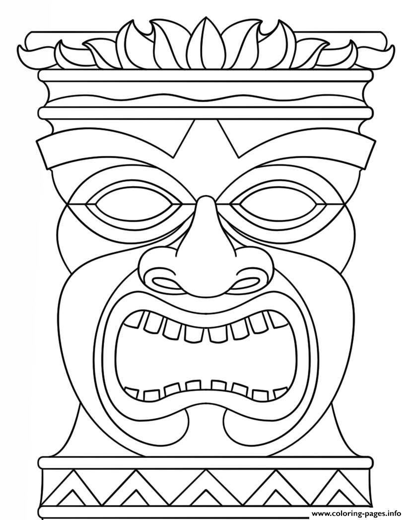Tiki totem mask coloring page printable