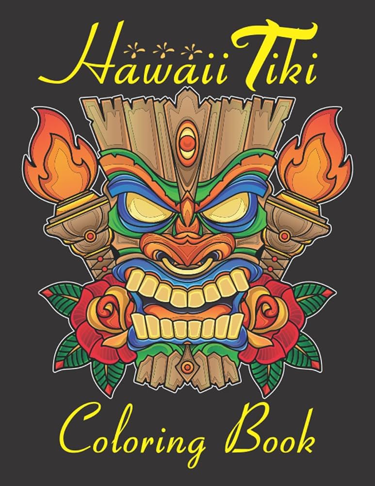 Hawaii tiki coloring book tiki mask illustrations to color hawaii coloring book tiki coloring book birthday christmas halloween thanksgiving easter gift universe lokman learning books