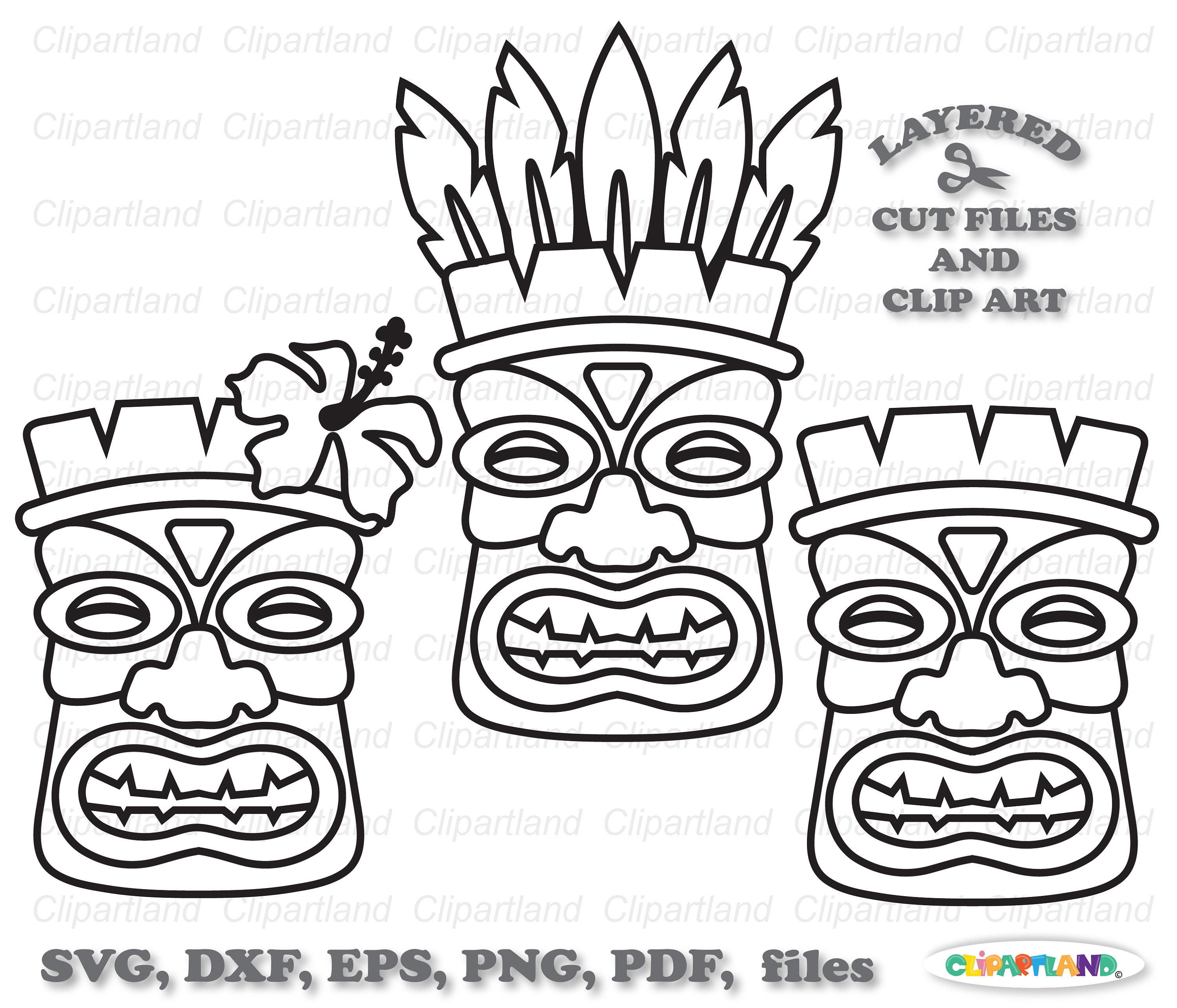 Instant download tiki mask svg cut file and clip art mercial license is included tm
