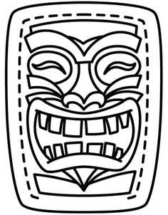 Tiki mask template printable sketch coloring page hawaiian luau party luau theme party luau party
