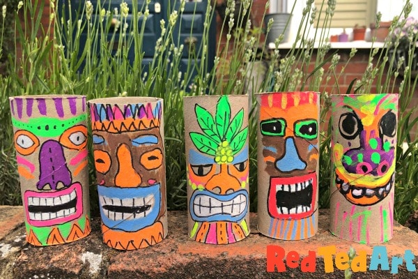 Toilet paper roll tiki mask craft