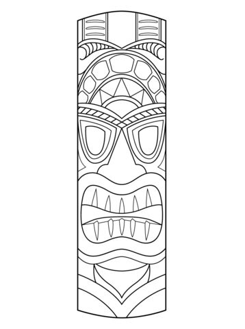 Tiki mask coloring page free printable coloring pages tiki mask tiki art tiki totem