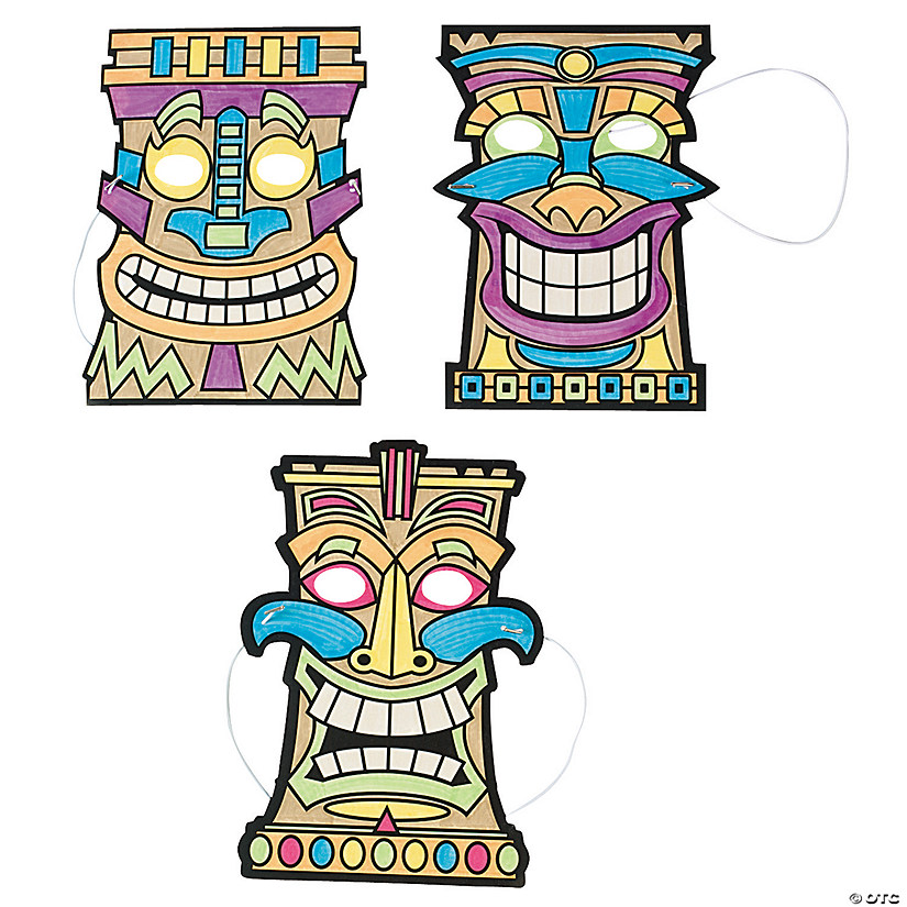 Color your own tiki masks