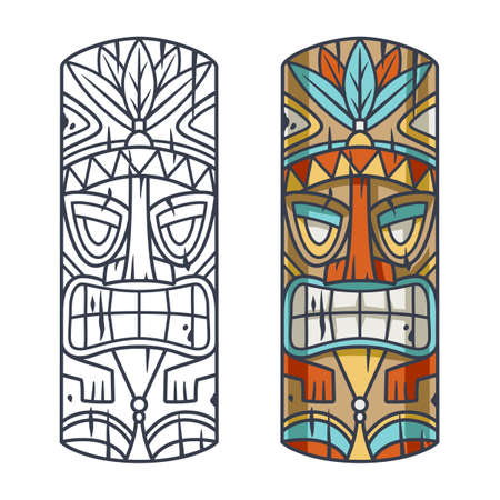 Trendy hawaii tiki mask or face idol ethnic totem royalty free svg cliparts vectors and stock illustration image
