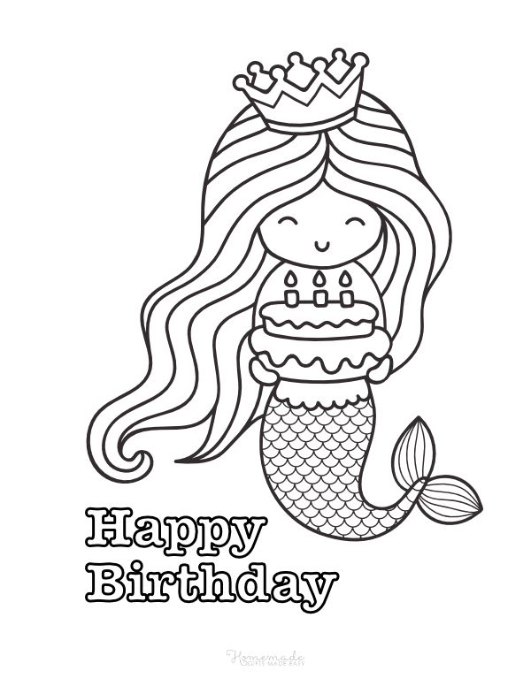 Free happy birthday coloring pages for kids happy birthday coloring pages mermaid coloring pages birthday coloring pages