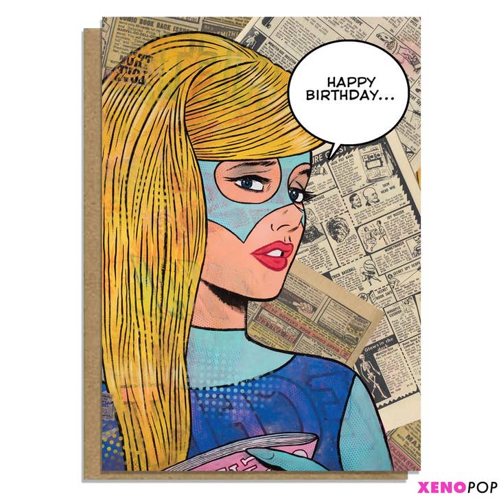 Wholesale super hero neo pop art birthday card