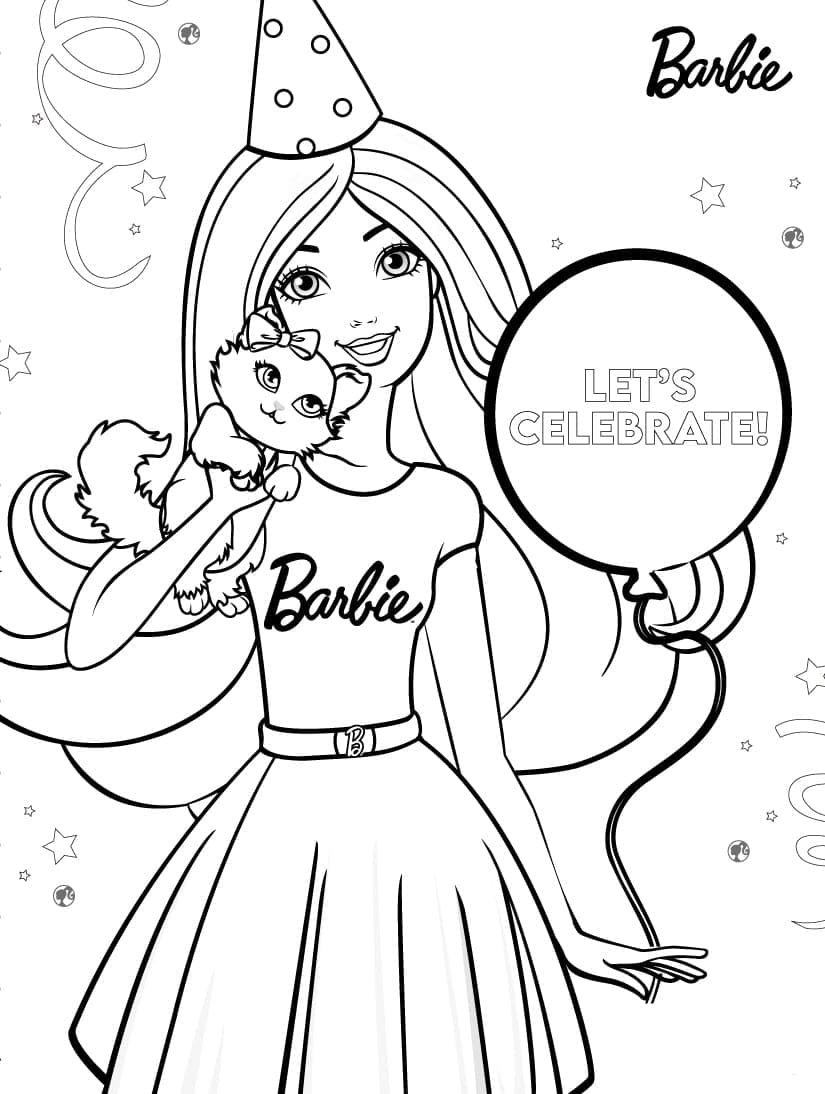 Tillykke med fãdselsdagen barbie farvelãgningsside