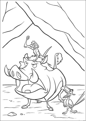 Pumbaa timon and zazu coloring page free printable coloring pages