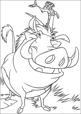 Timon and pumbaa coloring page free printable coloring pages