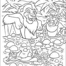 Timon and pumbaa scouting coloring pages