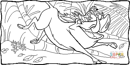Timon and pumbaa are running together coloring page free printable coloring pages