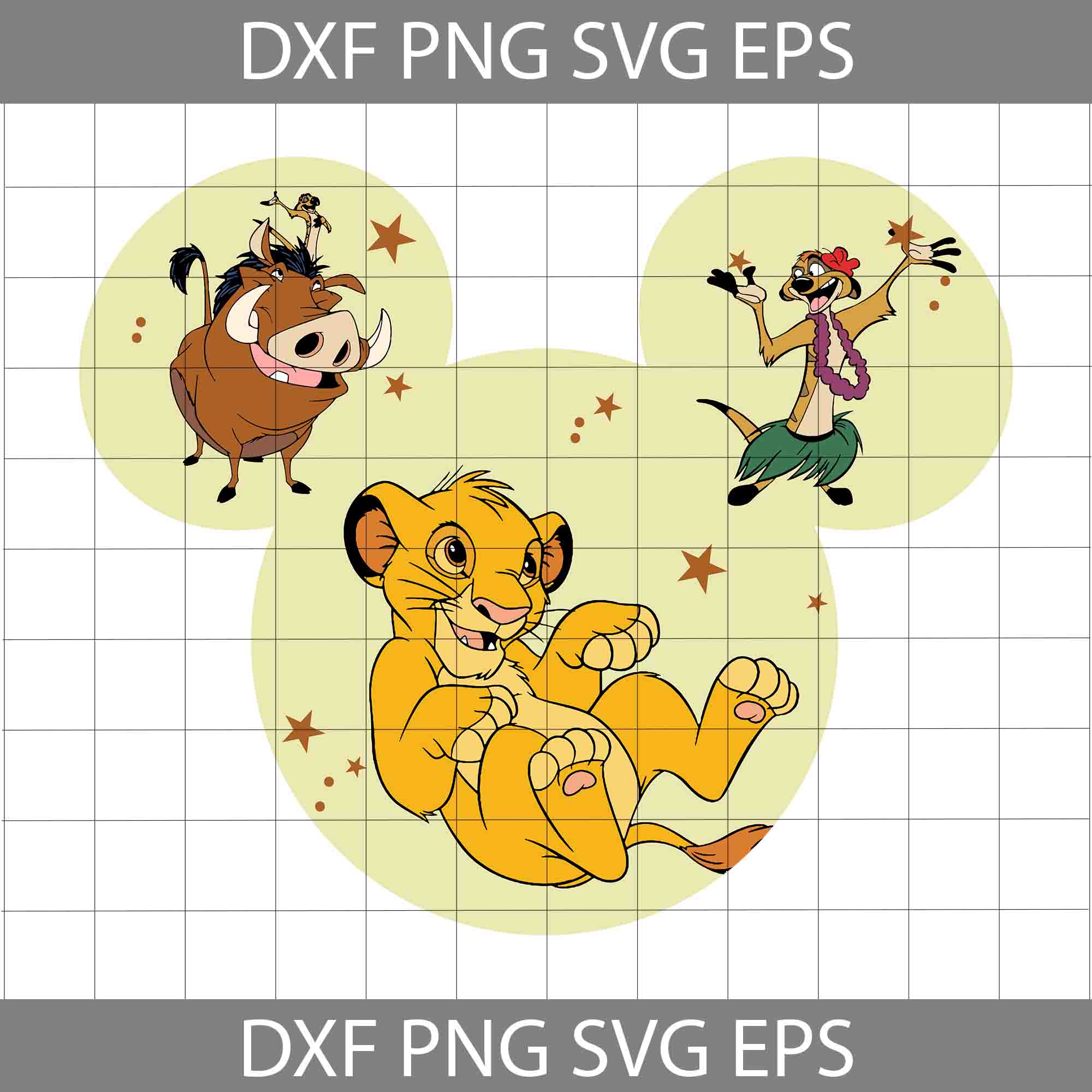 The lion king svg timon pumbaa simba svg ears svg mickey svg cricut file clipart svg png eps dxf