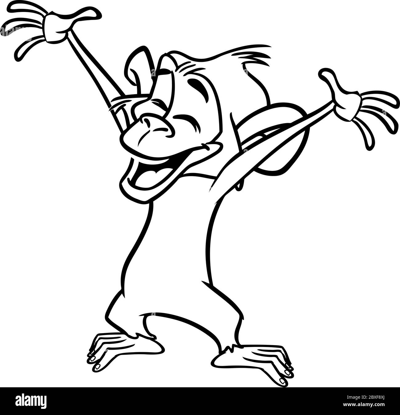 Cute cartoon monkey chimpanzee vector illustration of a monkey outlines design for coloring book stock vector image art