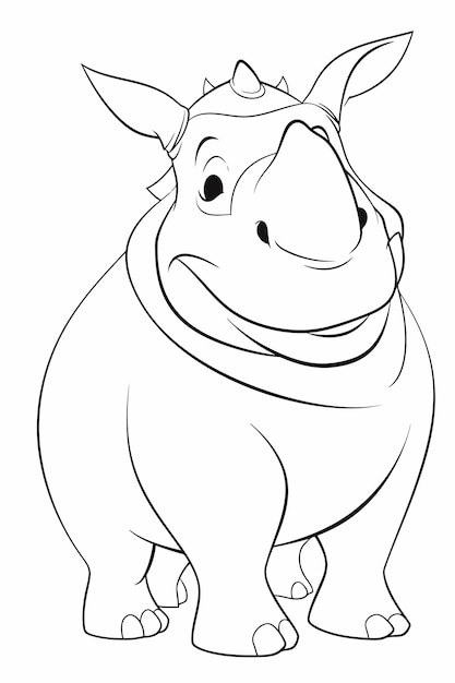 Premium vector vector black lines coloring page of rhino for kids