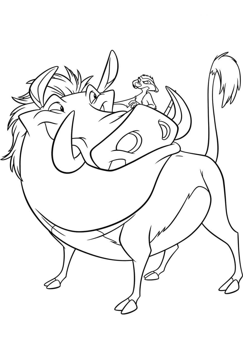 Timon riding pumbaa coloring page
