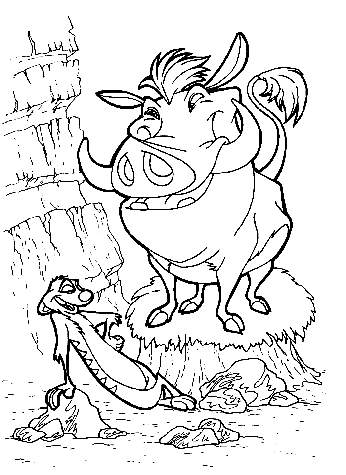 Timon and pumbaa coloring pages printable for free download