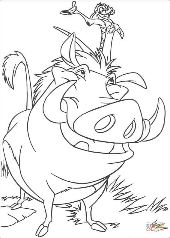 Timon and pumbaa coloring page free printable coloring pages