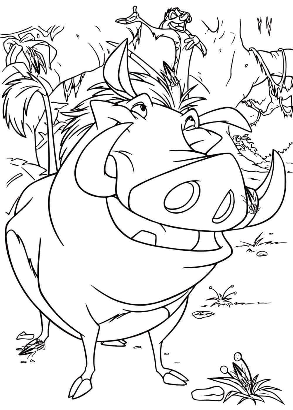 Sweet timon and pumbaa coloring page