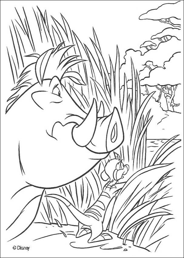 Timon and pumbaa scouting coloring pages