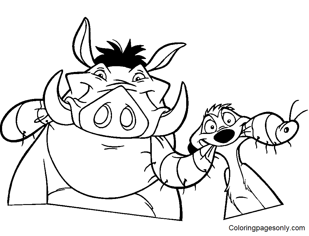 Timon and pumbaa coloring pages printable for free download