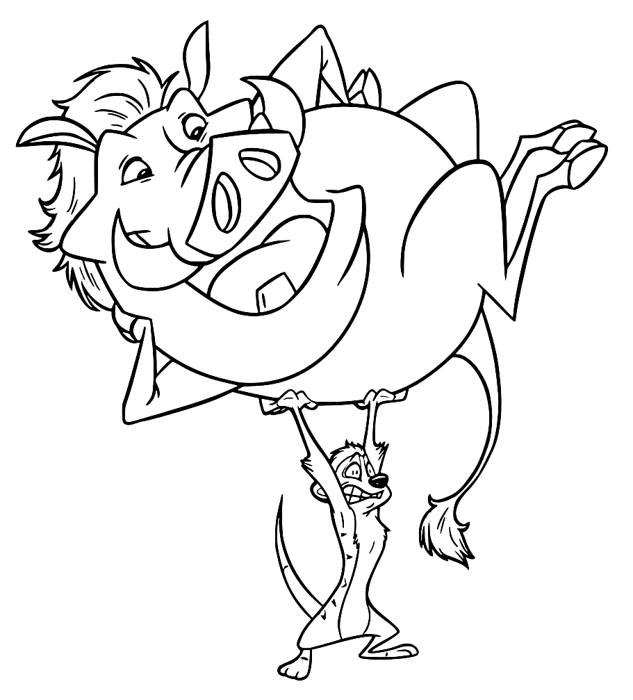 Timon and pumbaa coloring pages printable for free download