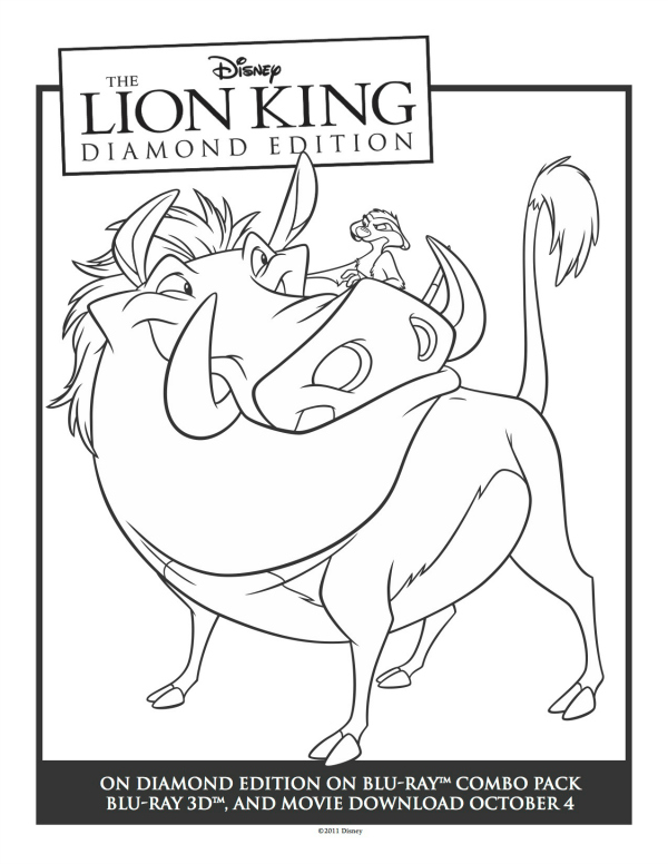Free printable timon pumbaa coloring page
