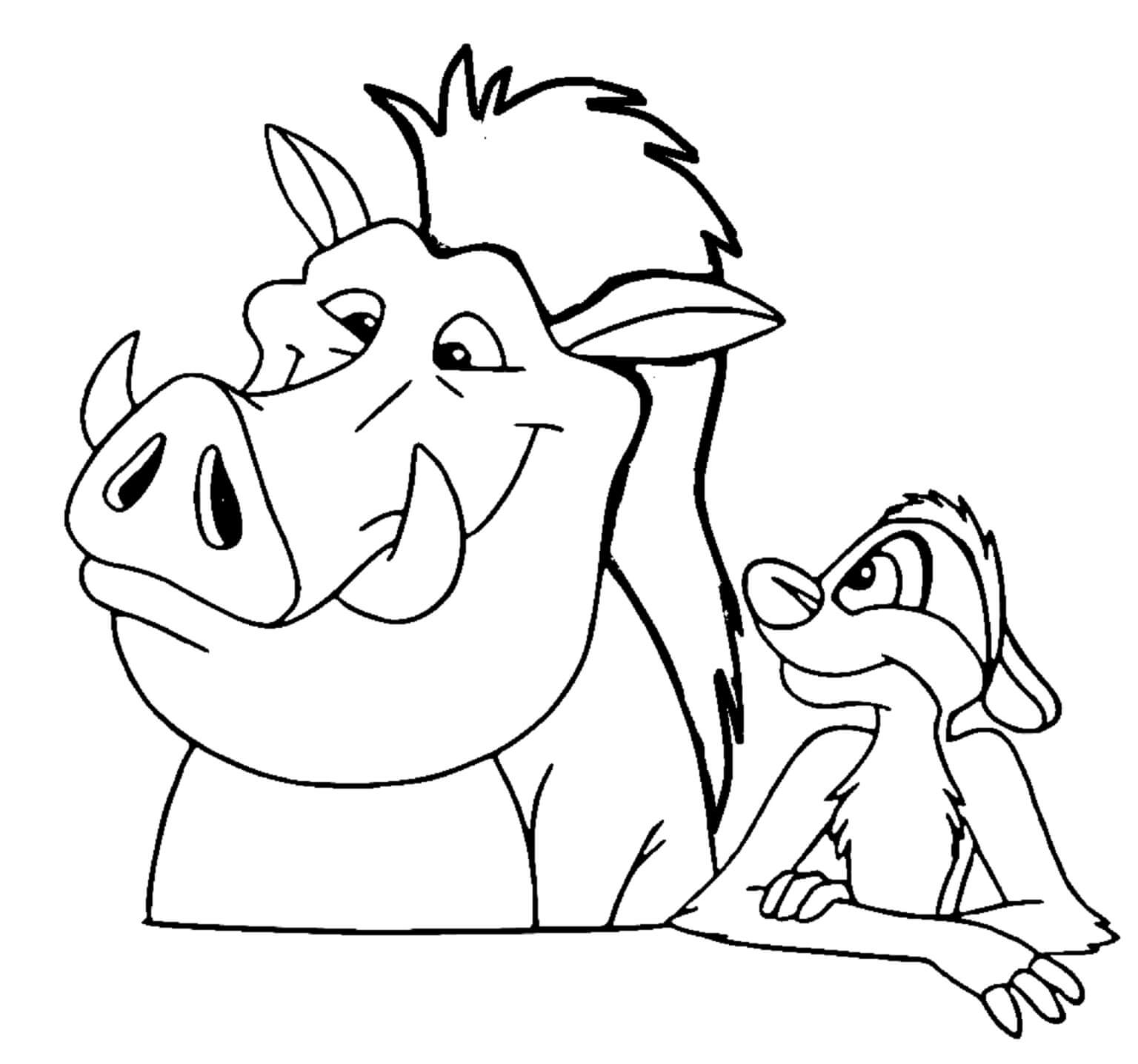 Drawing timon and pumbaa coloring page