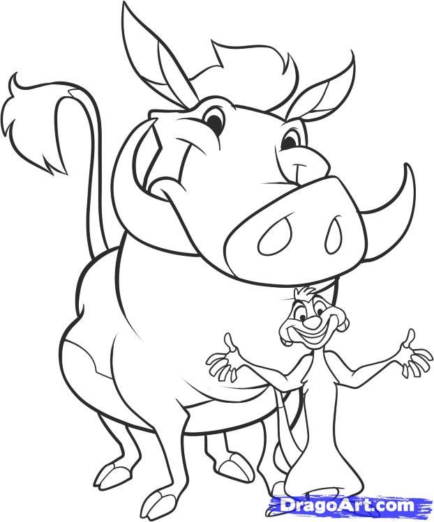How to draw timon and pumbaa step lion king drawings disney art drawings lion coloring pages