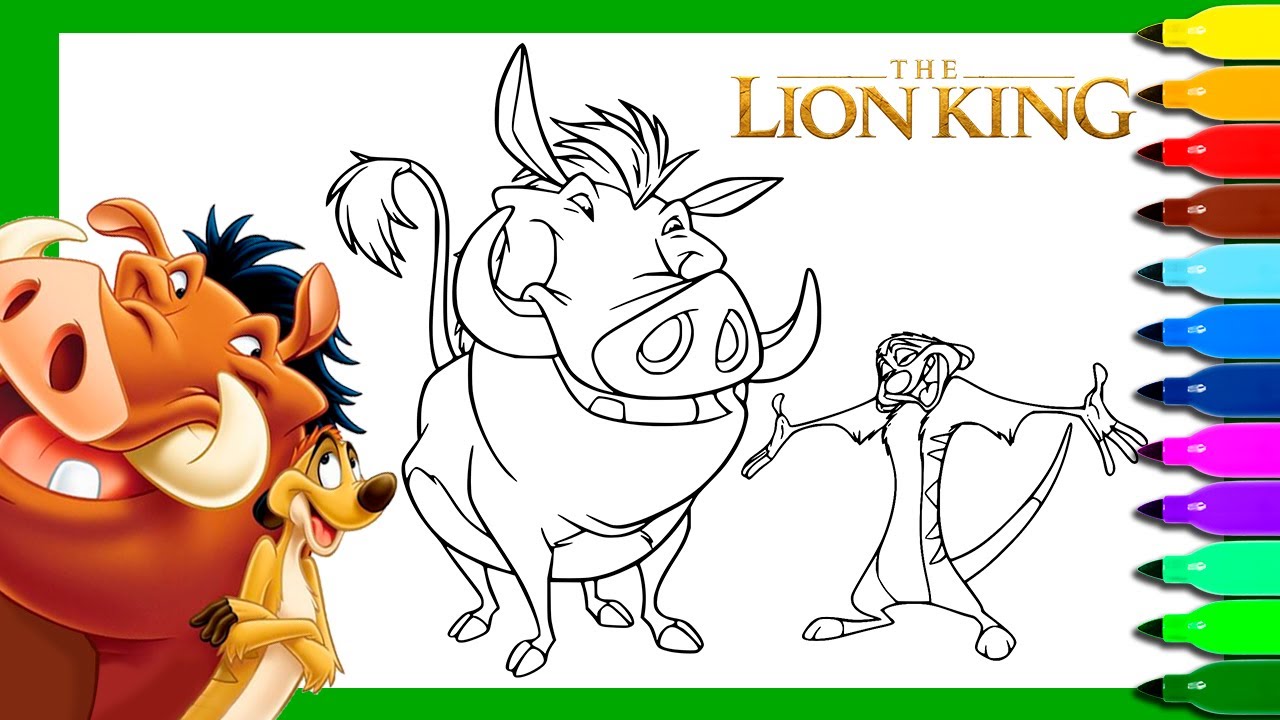 Coloring timon and pumbaa lion king coloring pages