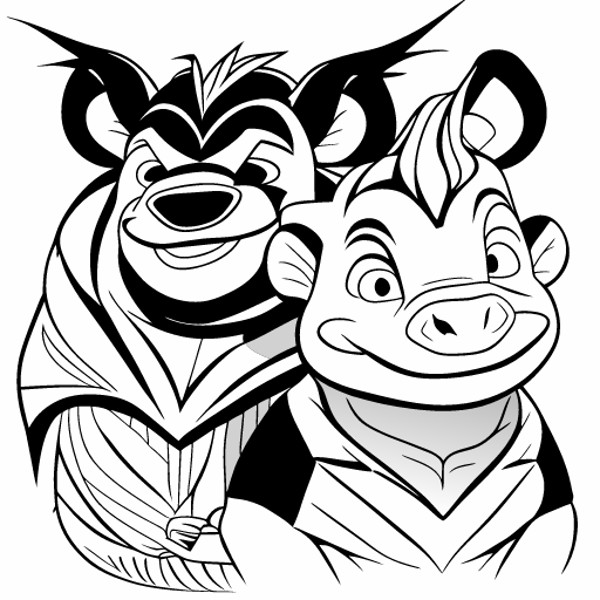 Coloring for children timon and pumbaa from disney