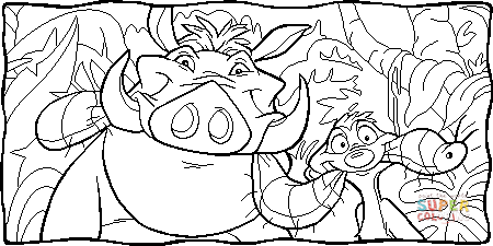 Pumbaa with timon coloring page free printable coloring pages