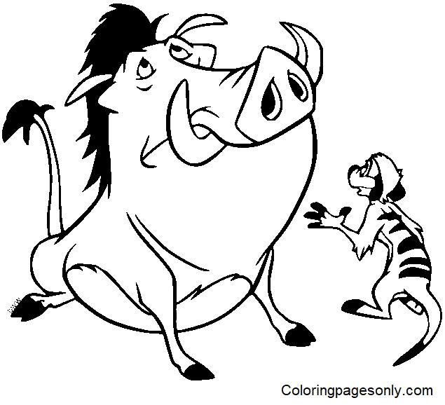 Timon and pumbaa coloring pages printable for free download