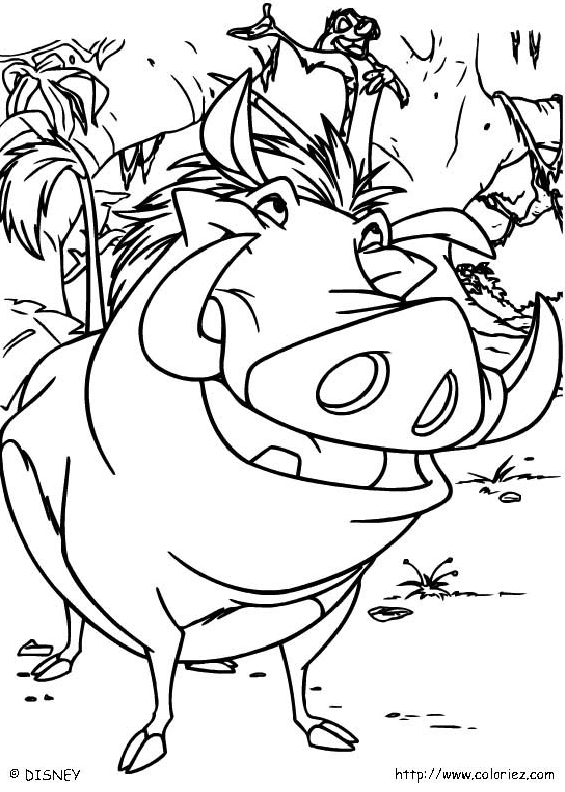 Happy timon and pumbaa coloring page lion king