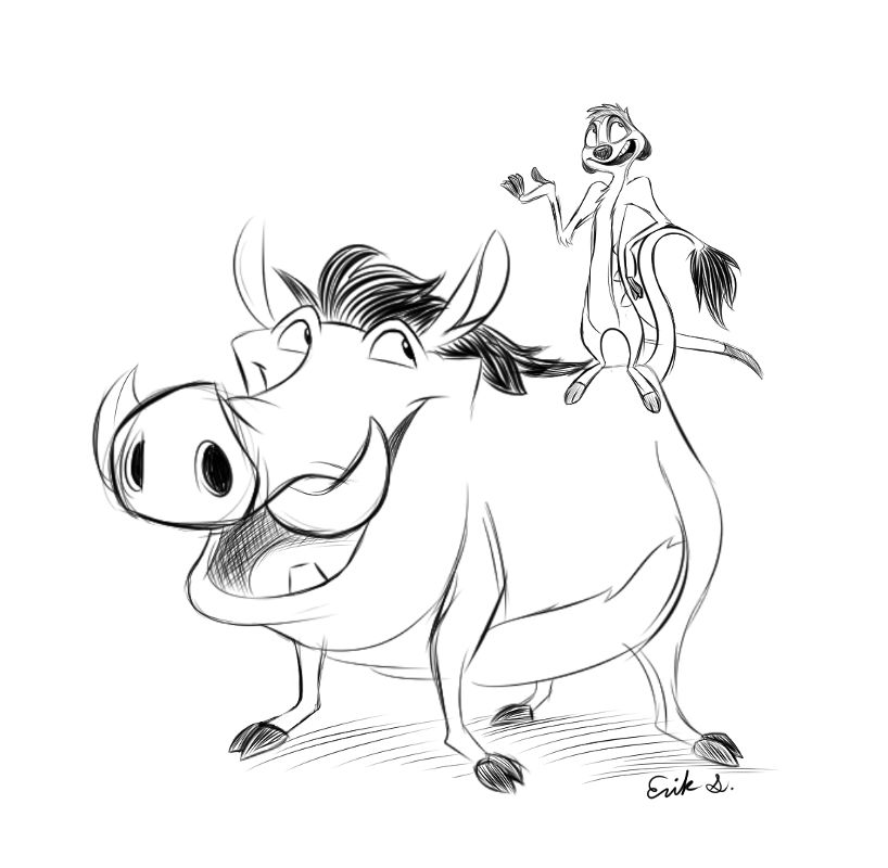 Timon and pumbaa by cartoonynerd on