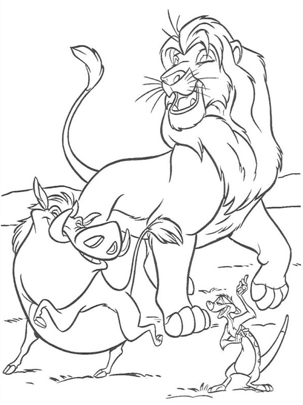 Timon and pumbaa coloring page