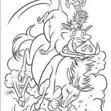 Pumbaa and timons wild horse ride coloring pages