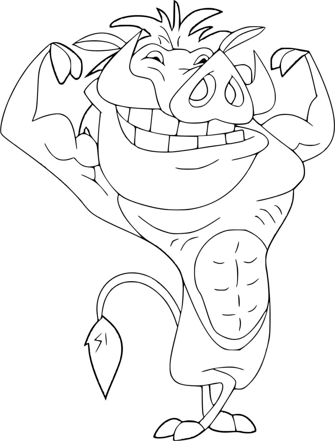 Strong pumbaa coloring page