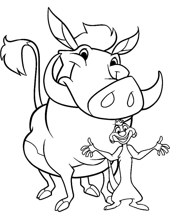 Timon and pumbaa coloring pages printable for free download