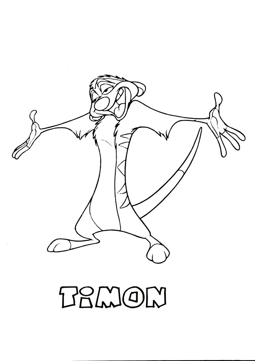 Timon the lion king coloring page