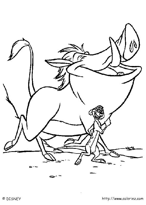 Pumbaa and timon coloring page lion king