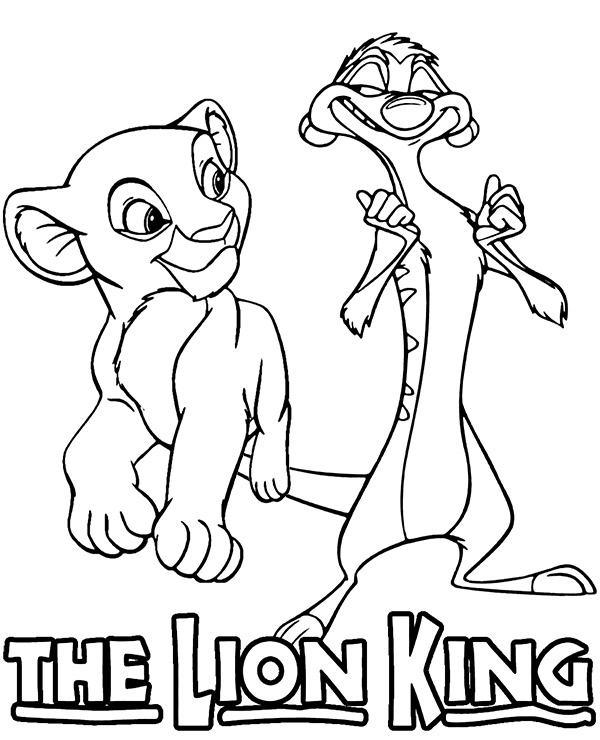 Lion king coloring page simba and timon