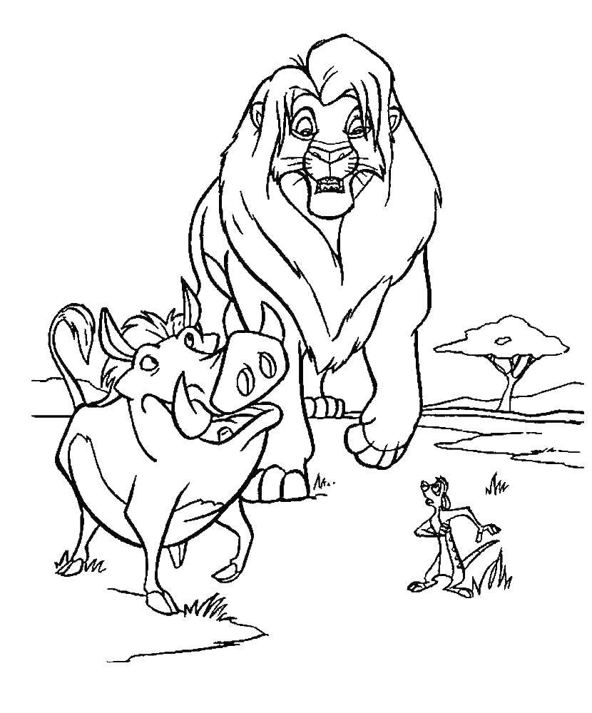 Online coloring pages disney coloring page the lion king timon and pumbaa disney coloring pages