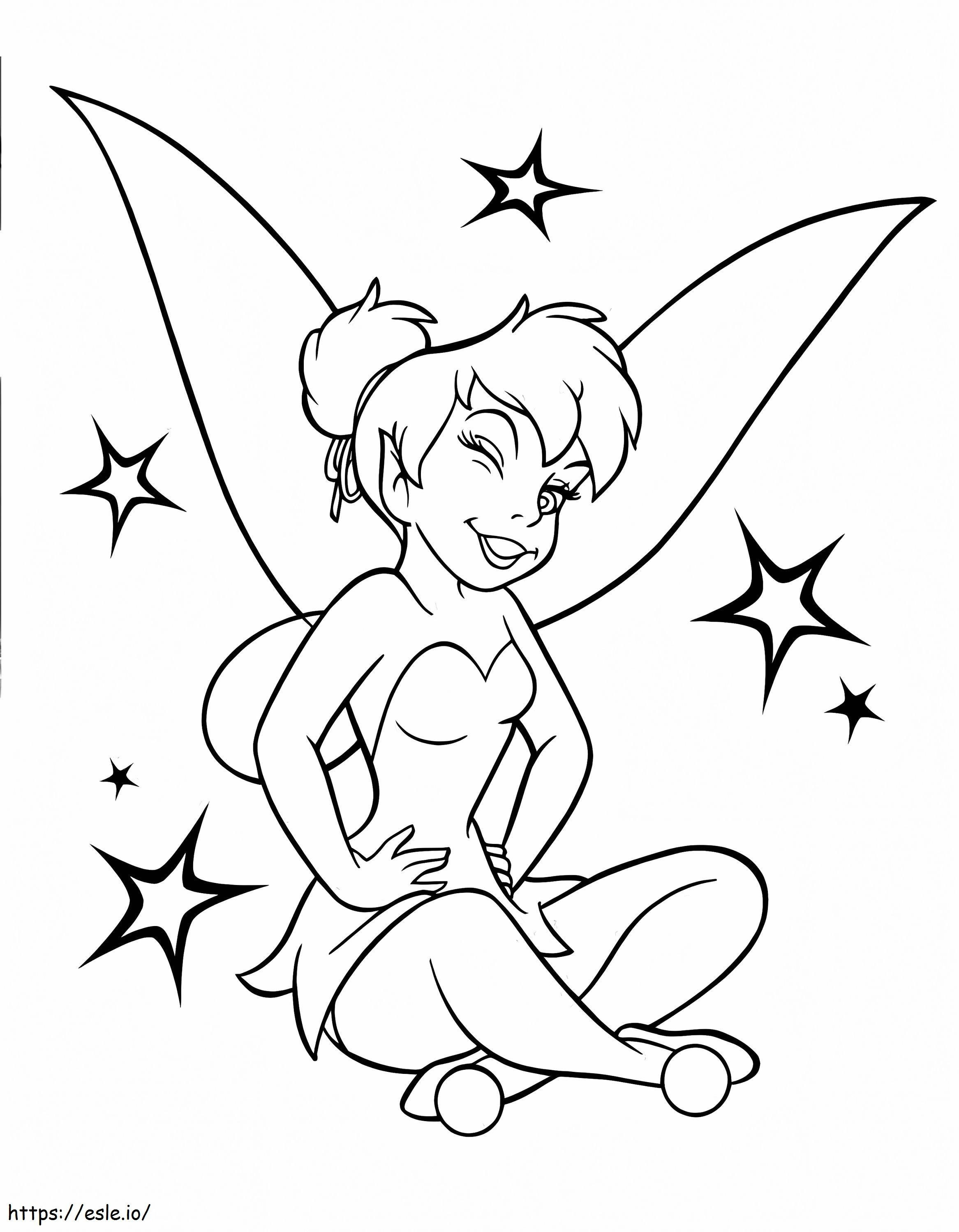 Happy sitting tinkerbell coloring page